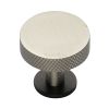 Heritage Brass Cabinet Knob Knurled Disc Design with Rose 38mm Matt Bronze/Satin Nickel finish