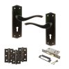 Old English Warwick Door Handle Pack (3 Lever Lock Set - 2.5" CE Sashlock, 3" Fire Rated Hinges x3) - Urban Dark Bronze