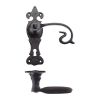 Zoo Hardware Scroll Lever on Fleur De Lys Backplate - 6" - Lock - Black