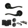 Old English Warwick Door Handle Pack (Bathroom Set - 2.5" CE Bathroom Lock, 4" Fire Rated Hinges x3) - Matt Black