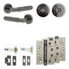 Complete Bloom Door Handle Pack - Heavy Duty Tubular Bathroom (Standard Thumb Turn) - Black Nickel - 102mm / 4-inch Hinges - JE-B32A3-BN