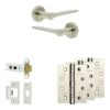 Complete Gio Door Handle Pack - Heavy Duty Latch - Satin Nickel - 76mm / 4-inch Hinges - JE-E21A-SN