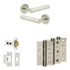 Complete Hex Door Handle Pack - Heavy Duty Latch - Satin Nickel - 64mm / 3-inch Hinges - JE-C20B-SN