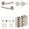 Complete Midtown Door Handle Pack - Heavy Duty Tubular Bathroom (Knurled Thumb Turn) - Satin Nickel - 102mm / 3-inch Hinges - JE-G32B1-SN