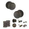 Old English Harrogate Door Knob Pack (Bathroom Set - 4" Deadbolt, 4" Slim Knuckle Hinges x2) - Urban Bronze