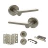 Senza Pari Darrio Door Handle Pack (Bathroom Set - 3" CE Bathroom Lock, 3" Fire Rated Hinges x3) - Satin Nickel