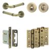 Complete Midtown Door Handle Pack - Bathroom - Antique Brass - By Frelan Hardware - JE-G6B3-AB