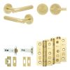 Complete Venice Door Handle Pack - Heavy Duty Tubular Bathroom (Plain Thumb Turn) - Satin Brass - 102mm / 3-inch Hinges - JE-F32B2-SB