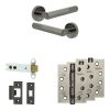 Complete Hex Door Handle Pack - Heavy Duty Latch - Black Nickel - 102mm / 4-inch Hinges - JE-C22A-BN