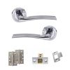 STATUS Indiana Door Handle Pack (Latch Set - 3" CE Latch, 4" Slim Knuckle Hinges x2) - Satin Chrome/Polished Chrome