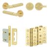 Complete Bloom Door Handle Pack - Bathroom Lock (Plain Thumb Turn) - Satin Brass - 76mm / 3-inch Hinges - JE-B6B2-SB