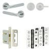 Complete Bari Door Handle Pack - Bathroom Lock (Plain Thumb Turn) - Polished Chrome - 76mm / 3-inch Hinges - JE-D6B2-PC