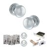Old English Harrogate Door Knob Pack (Lock Set - 3" Latch & Deadlock, 4" Fire Rated Hinges x3) - Polished Chrome