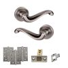 Old English Colchester Door Handle Pack (Latch Set - 2.5" CE Latch, 4" Fire Rated Hinges x3) - Matt Gun Metal