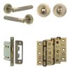 Complete Bari Door Handle Pack - Bathroom - Antique Brass - By Frelan Hardware - JE-D5B3-AB