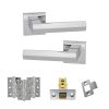 Senza Pari Davoli Door Handle Pack (Latch Set - 2.5" CE Latch, 3" Fire Rated Hinges x3) - Polished Chrome