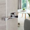 Senza Pari Guido Lever Door Handle on Flush Square Rose - Polished Chrome (Pair)