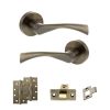 STATUS Colorado Door Handle Pack (Latch Set - 3" CE Latch, 4" Slim Knuckle Hinges x2) - Antique Brass