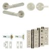 Complete Bloom Door Handle Pack - Heavy Duty Tubular Bathroom (Plain Thumb Turn) - Satin Nickel - 102mm / 3-inch Hinges - JE-B32B2-SN