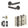 Complete Venice Door Handle Pack - Heavy Duty Latch - Black Nickel - 64mm / 3-inch Hinges - JE-F20B-BN