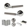 STATUS Tennessee Door Handle Pack (Bathroom Set - 3" CE Bathroom Lock, 3" Fire Rated Hinges x3) - Black Nickel/Polished Chrome