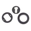 Matt Black Round Euro Escutcheon (Art Deco)