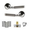 STATUS Dakota Door Handle Pack (Latch Set - 2.5" CE Latch, 3" Fire Rated Hinges x3) - Black Nickel/Polished Chrome