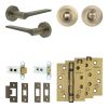 Complete Gio Door Handle Pack - Heavy Duty Tubular Bathroom (Standard Thumb Turn) - Antique Brass - 64mm / 4-inch Hinges - JE-E30A3-AB