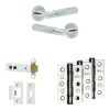 Complete Bloom Door Handle Pack - Heavy Duty Latch - Polished Chrome - 102mm / 3-inch Hinges - JE-B22B-PC