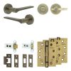 Complete Gio Door Handle Pack - Heavy Duty Tubular Bathroom (Plain Thumb Turn) - Antique Brass - 64mm / 4-inch Hinges - JE-E30A2-AB