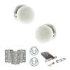 Old English Skipton Door Knob Pack (Lock Set - Horizontal Sashlock, 3" Fire Rated Hinges x3) - Polished Chrome