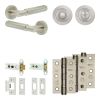 Complete Bloom Door Handle Pack - Heavy Duty Tubular Bathroom (Standard Thumb Turn) - Satin Nickel - 76mm / 3-inch Hinges - JE-B31B3-SN
