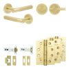 Complete Venice Door Handle Pack - Heavy Duty Tubular Bathroom (Plain Thumb Turn) - Satin Brass - 102mm / 4-inch Hinges - JE-F32A2-SB