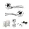 STATUS Texas Door Handle Pack (Bathroom Set - 3" CE Bathroom Lock, 4" Slim Knuckle Hinges x2) - Polished Chrome