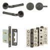 Complete Midtown Door Handle Pack - Bathroom Lock (Plain Thumb Turn) - Black Nickel - 76mm / 3-inch Hinges - JE-G6B2-BN