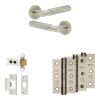 Complete Bloom Door Handle Pack - Heavy Duty Latch - Satin Nickel - 64mm / 3-inch Hinges - JE-B20B-SN