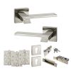 Senza Pari Giovanni Door Handle Pack (Euro Lock Set - 3" CE Sashlock, 4" Fire Rated Hinges x3) - Satin Nickel