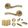 STATUS Texas Door Handle Pack (Euro Lock Set - 3" CE Sashlock, 3" Fire Rated Hinges x3) - Satin Brass