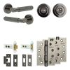 Complete Bloom Door Handle Pack - Heavy Duty Tubular Bathroom (Standard Thumb Turn) - Black Nickel - 76mm / 4-inch Hinges - JE-B31A3-BN