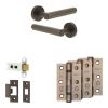 Complete Hex Door Handle Pack - Heavy Duty Latch - Dark Bronze - 64mm / 3-inch Hinges - JE-C20B-DB