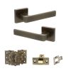 STATUS Montana Door Handle Pack (Latch Set - 2.5" CE Latch, 3" Fire Rated Hinges x3) - Antique Brass