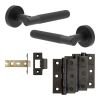 Complete Venice Door Handle Pack - Internal Doors - Matt Black - 64mm / 3-inch Hinges - JE-F2B-MB