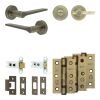 Complete Gio Door Handle Pack - Heavy Duty Tubular Bathroom (Plain Thumb Turn) - Antique Brass - 64mm / 3-inch Hinges - JE-E30B2-AB
