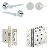 Complete Gio Door Handle Pack - Bathroom Lock (Plain Thumb Turn) - Polished Chrome - 76mm / 4-inch Hinges - JE-E6A2-PC