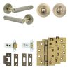 Complete Hex Door Handle Pack - Heavy Duty Tubular Bathroom (Standard Thumb Turn) - Antique Brass - 64mm / 4-inch Hinges - JE-C30A3-AB