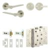 Complete Gio Door Handle Pack - Heavy Duty Tubular Bathroom (Plain Thumb Turn) - Satin Nickel - 76mm / 4-inch Hinges - JE-E31A2-SN
