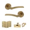 STATUS Indiana Door Handle Pack (Latch Set - 2.5" CE Latch, 3" Fire Rated Hinges x3) - Satin Brass