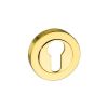 Mediterranean Euro Escutcheons on Round Rose - Polished Brass (Pair)