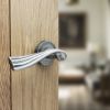 Old English Richmond Lever Door Handle on Round Rose - Distressed Silver (Pair)