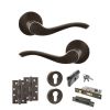 Old English Warwick Door Handle Pack (Euro Lock Set - 2.5" CE Sashlock, 4" Slim Knuckle Hinges x2) - Urban Dark Bronze